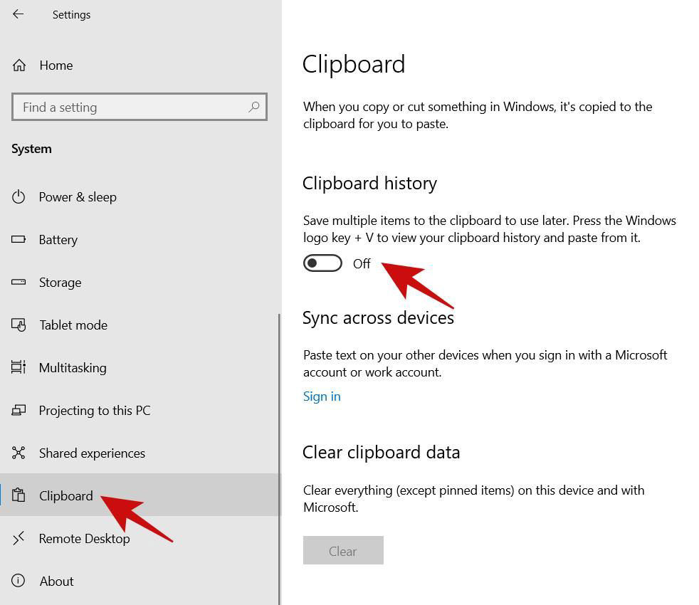 在 Windows 10 中启用剪贴板历史记录