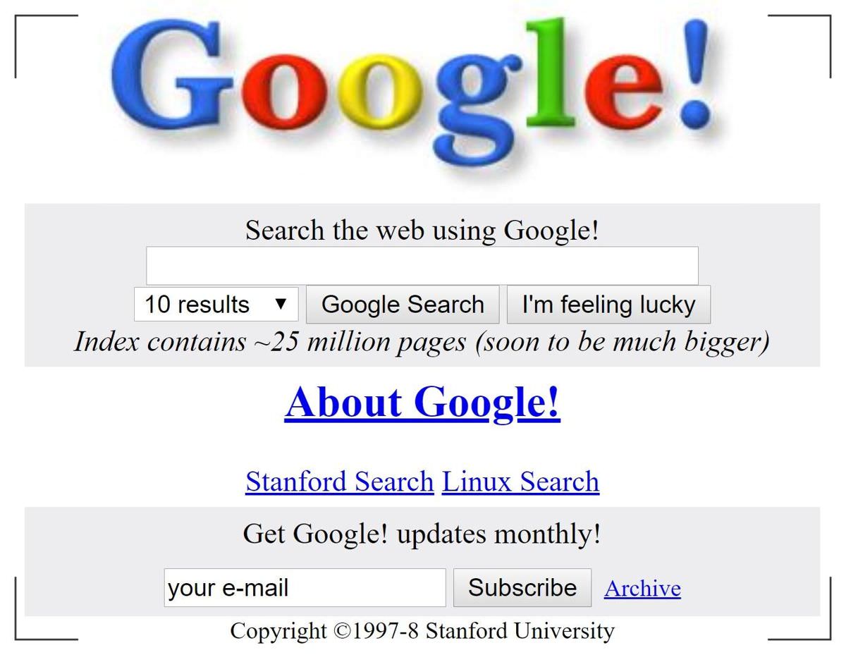 谷歌的第一个主页