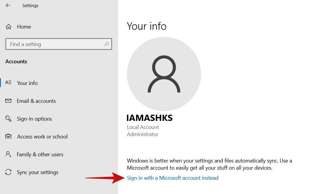 在 Windows 10 中使用 Microsoft 帐户登录