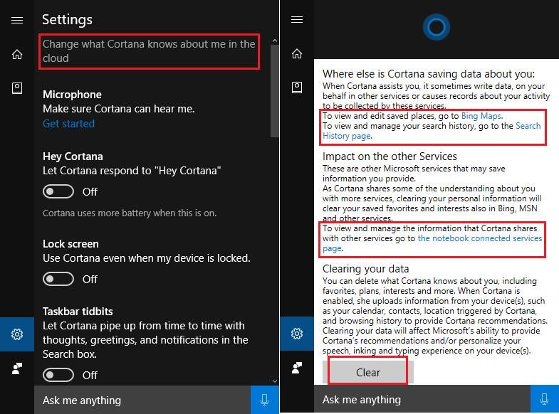 改变 Cortana 对我的了解