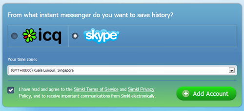 选择Skype并设置时区