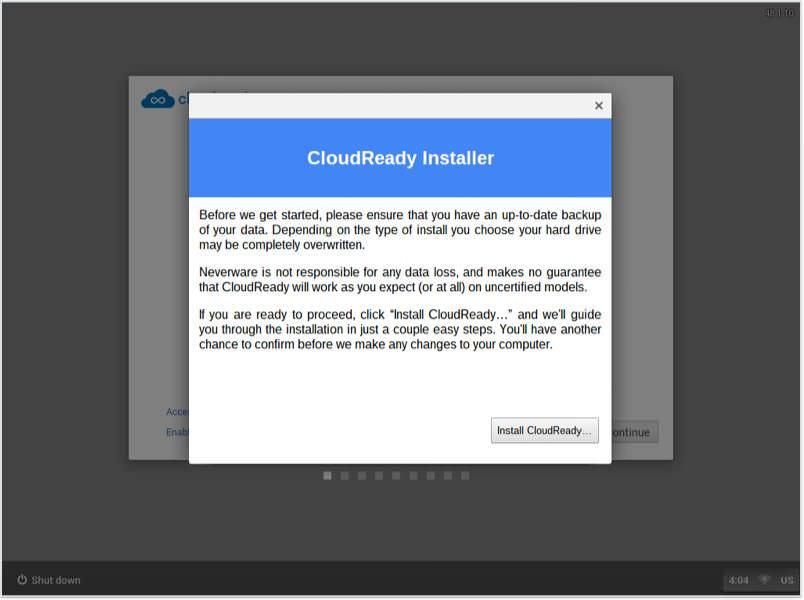 使用 CloudReady Installer 安装 CloudReady