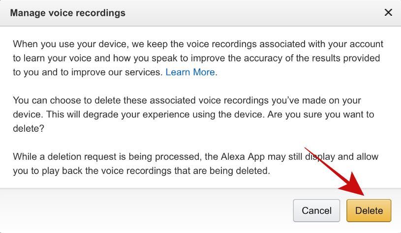 删除 Amazon Alexa 中的所有录音