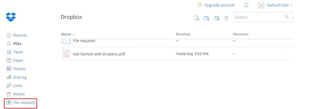 Dropbox 中的文件请求