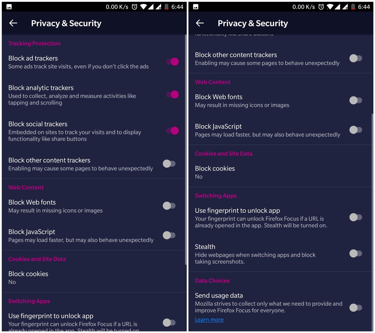 Firefox Focus 的隐私和安全特性